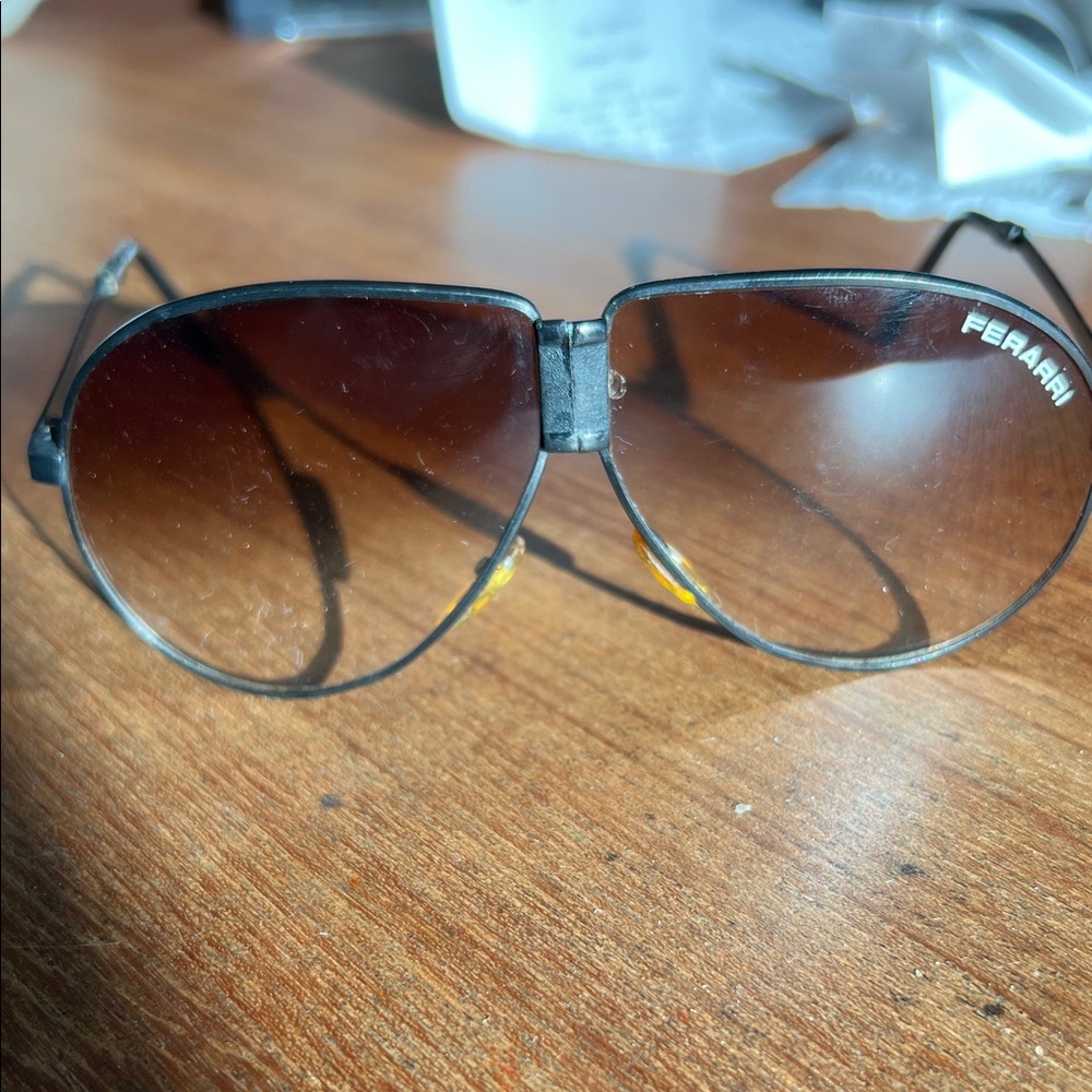 Ferrari Style Aviator Sunglasses Folding Brown Lens